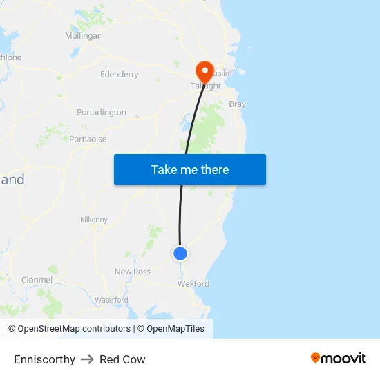 Enniscorthy to Red Cow map