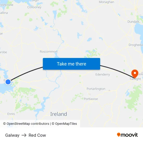 Galway to Red Cow map