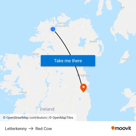 Letterkenny to Red Cow map