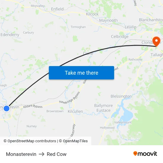 Monasterevin to Red Cow map