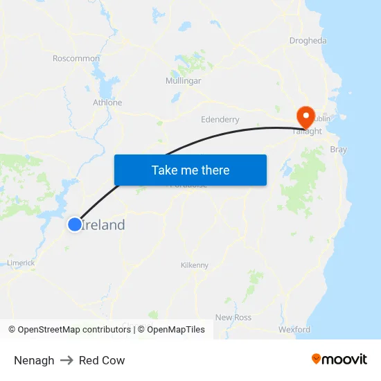 Nenagh to Red Cow map