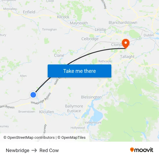 Newbridge to Red Cow map
