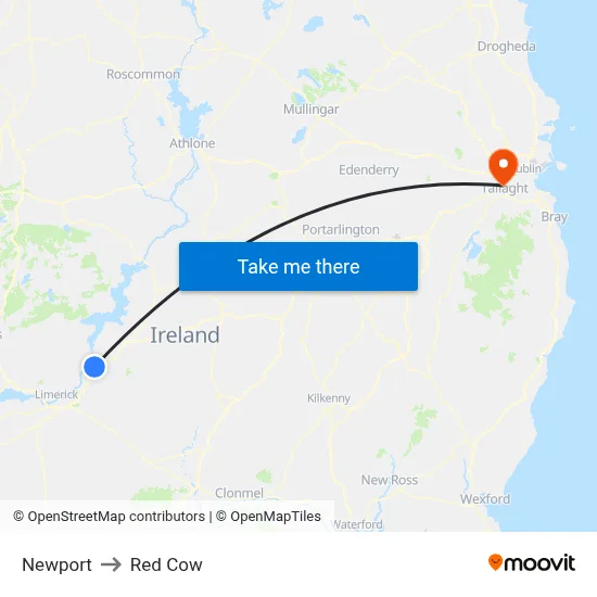 Newport to Red Cow map