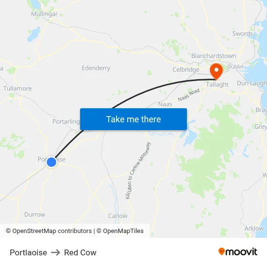 Portlaoise to Red Cow map