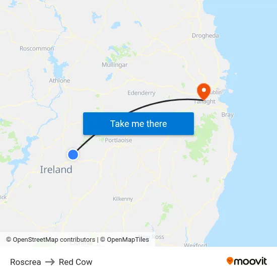 Roscrea to Red Cow map