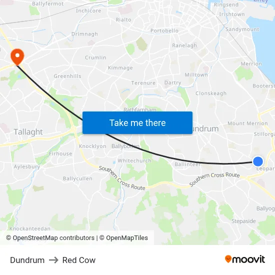 Dundrum to Red Cow map