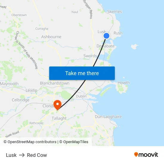 Lusk to Red Cow map