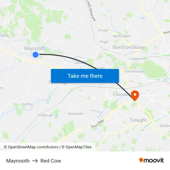 Maynooth to Red Cow map