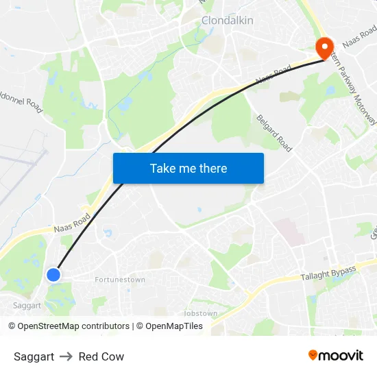 Saggart to Red Cow map