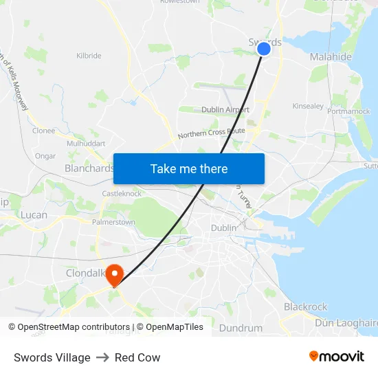 Swords Village to Red Cow map