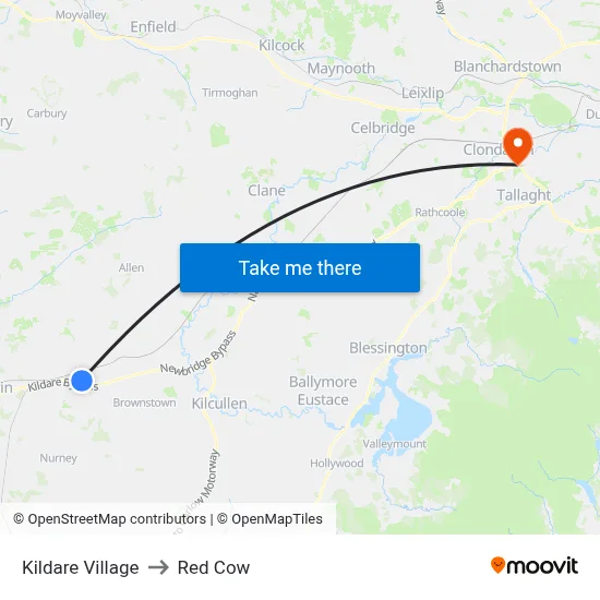 Kildare Village to Red Cow map