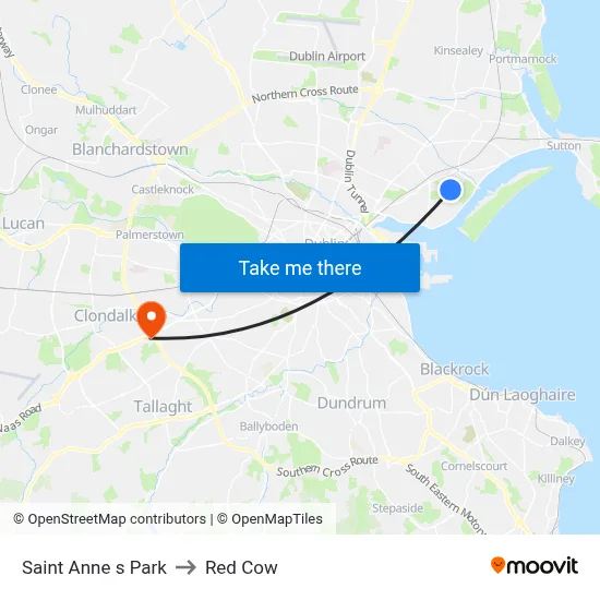 Saint Anne s Park to Red Cow map