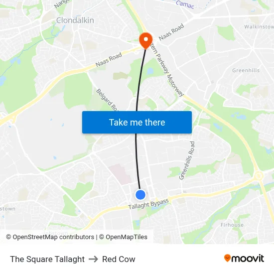 The Square Tallaght to Red Cow map