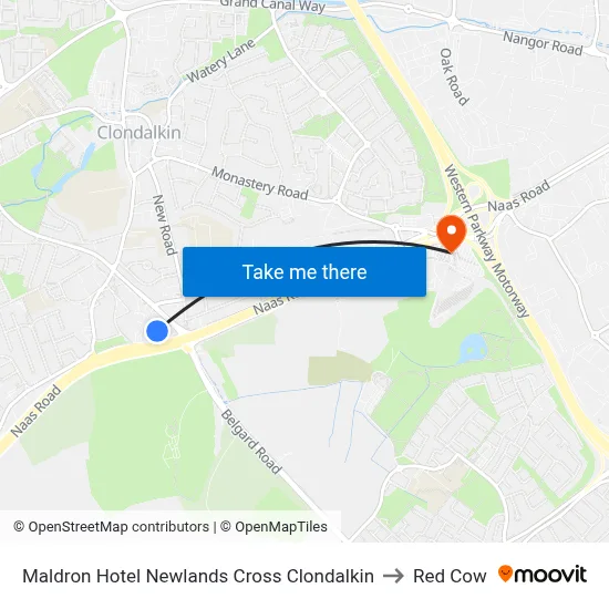 Maldron Hotel Newlands Cross Clondalkin to Red Cow map