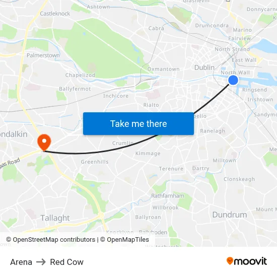 Arena to Red Cow map