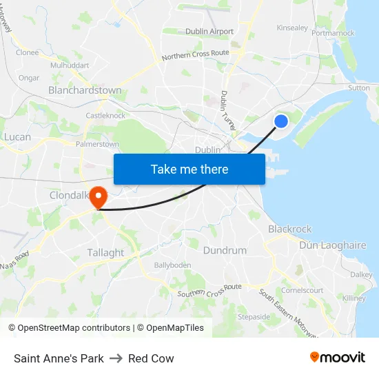 Saint Anne's Park to Red Cow map