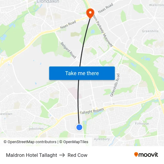 Maldron Hotel Tallaght to Red Cow map