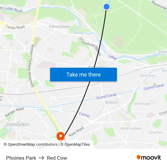 Phoinex Park to Red Cow map