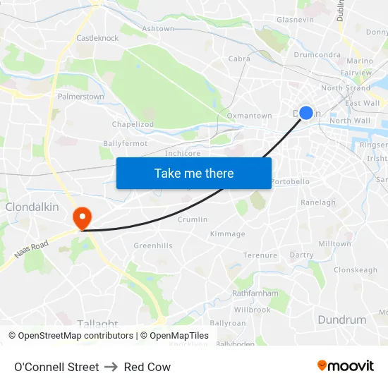 O'Connell Street to Red Cow map