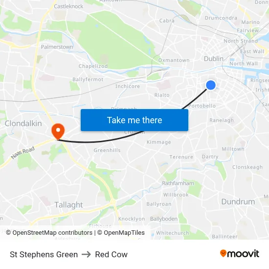 St Stephens Green to Red Cow map