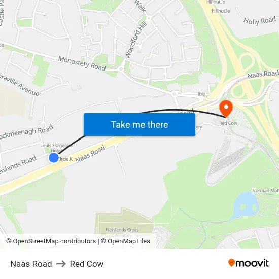 Naas Road to Red Cow map