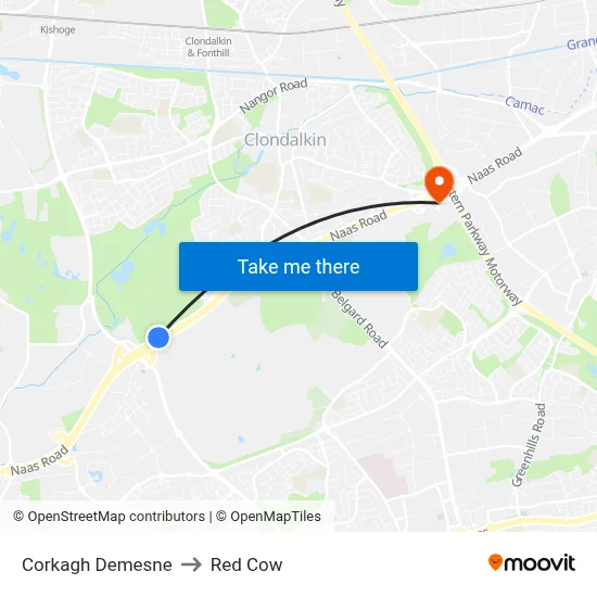 Corkagh Demesne to Red Cow map