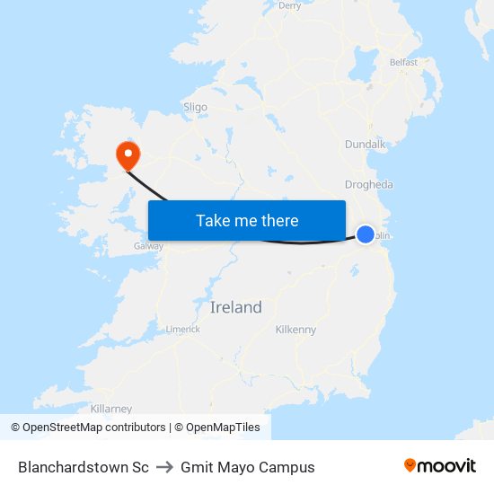 Blanchardstown Sc to Gmit Mayo Campus map