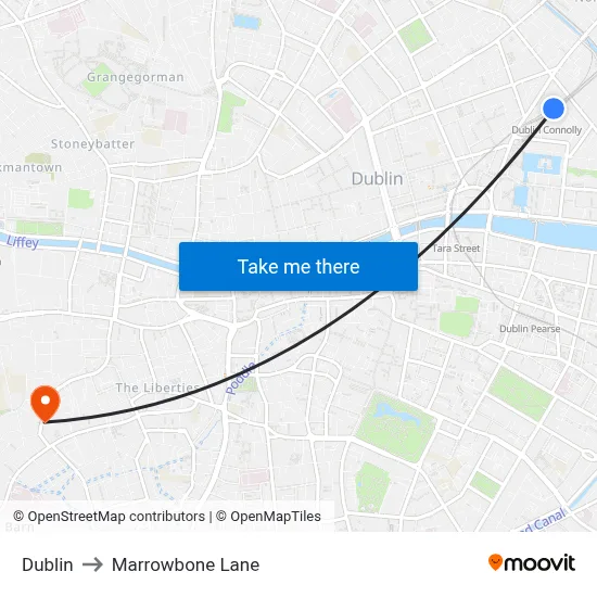 Dublin to Marrowbone Lane map