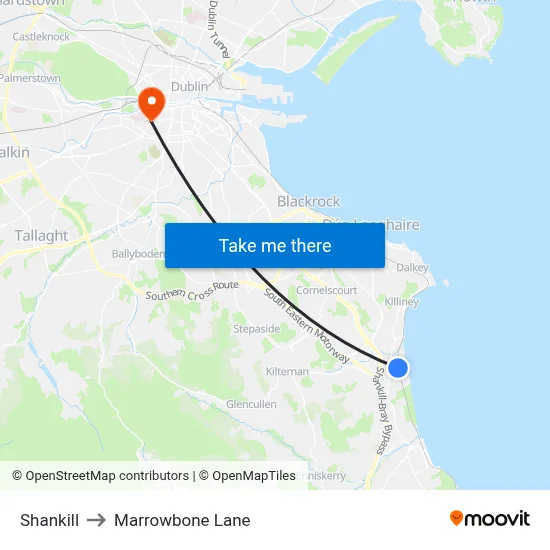 Shankill to Marrowbone Lane map