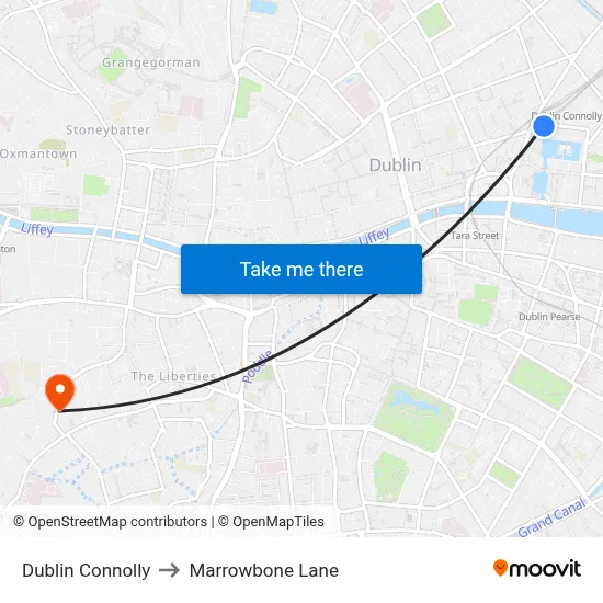 Dublin Connolly to Marrowbone Lane map