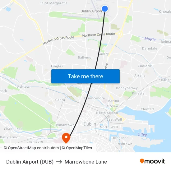 Dublin Airport (DUB) to Marrowbone Lane map
