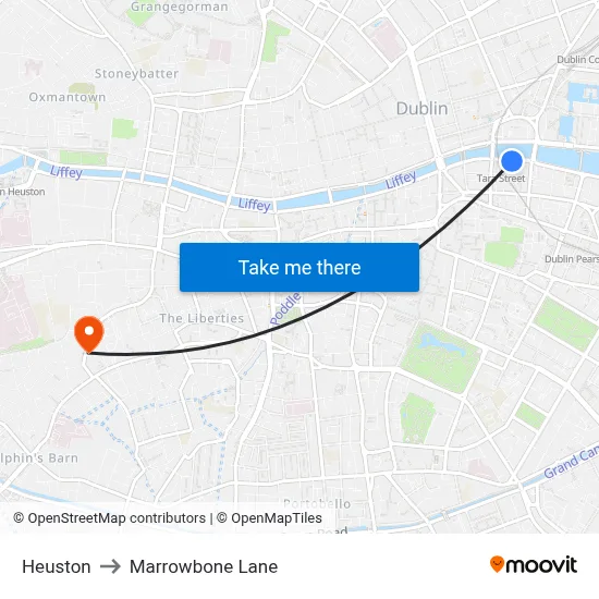 Heuston to Marrowbone Lane map