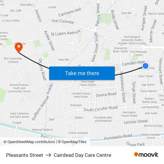 Pleasants Street to Cairdead Day Care Centre map