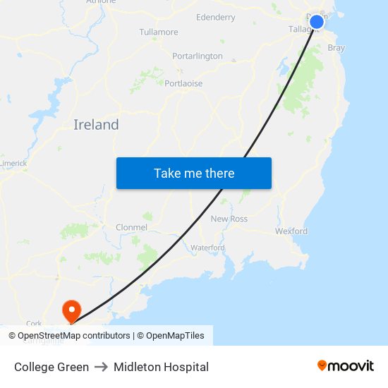 College Green to Midleton Hospital map