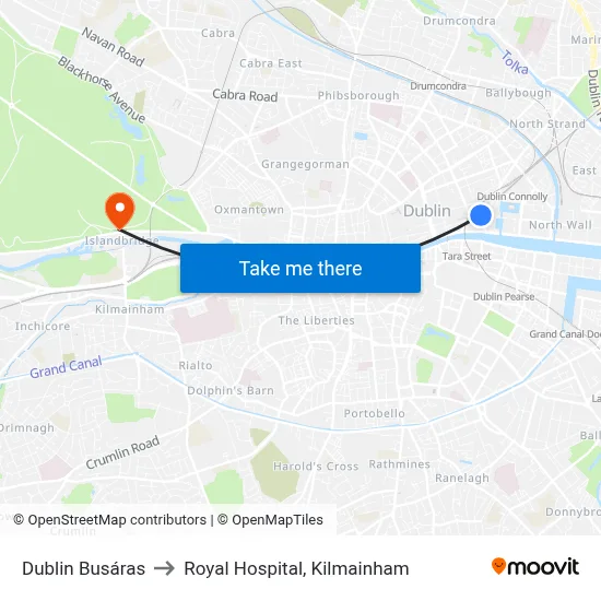 Dublin Busáras to Royal Hospital, Kilmainham map