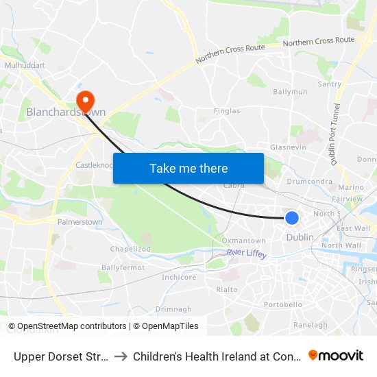 Upper Dorset Street to Children's Health Ireland at Connolly map