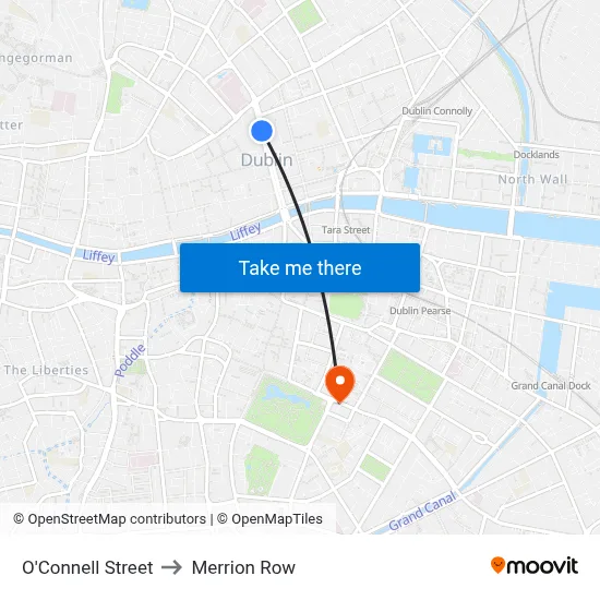 O'Connell Street to Merrion Row map