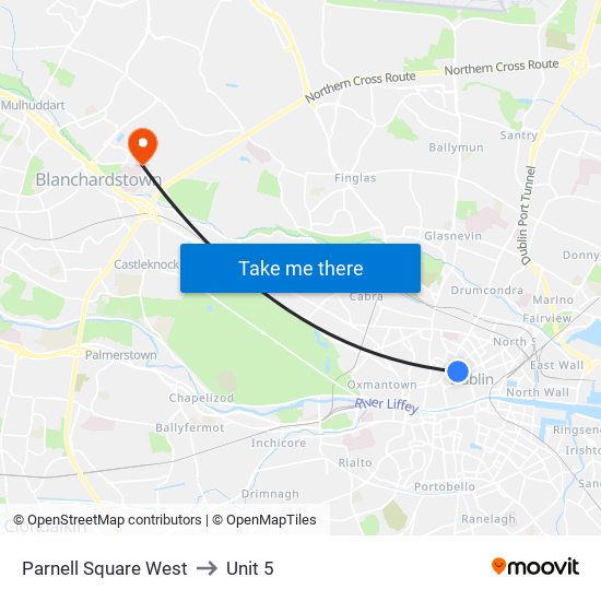 Parnell Square West to Unit 5 map