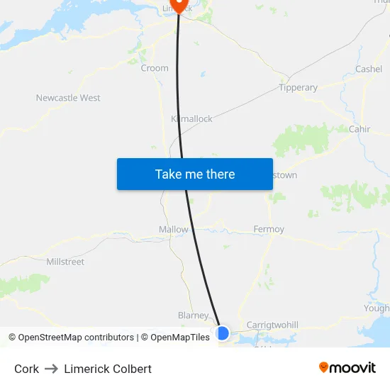 Cork to Limerick Colbert map
