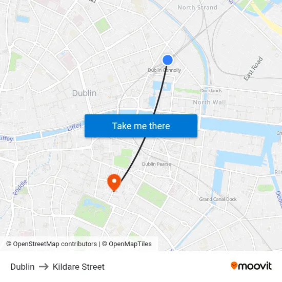 Dublin to Kildare Street map