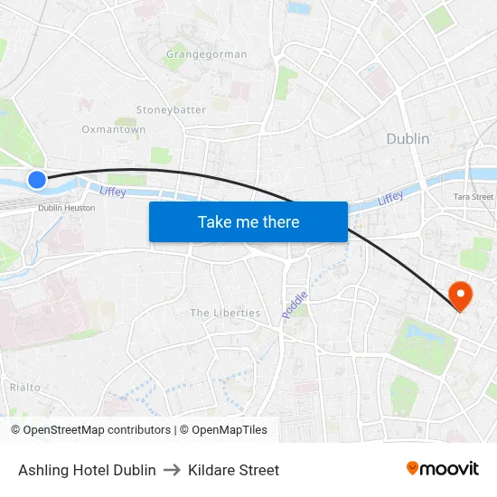 Ashling Hotel Dublin to Kildare Street map