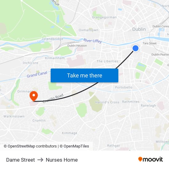 Dame Street to Nurses Home map