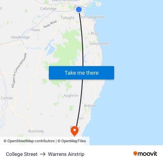 College Street to Warrens Airstrip map