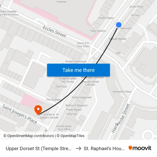 Upper Dorset St (Temple Street) to St. Raphael's House map