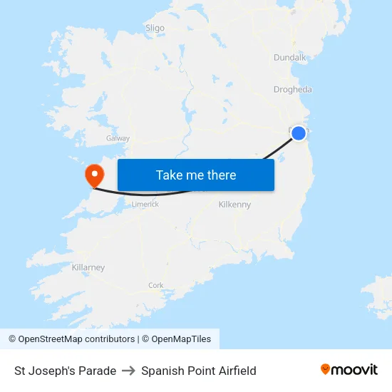 St Joseph's Parade to Spanish Point Airfield map