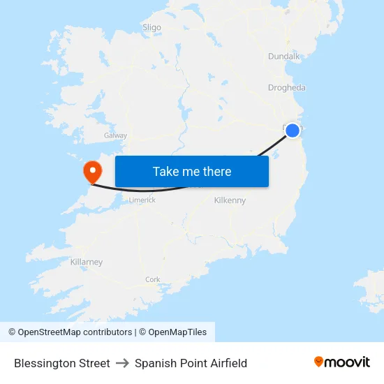 Blessington Street to Spanish Point Airfield map
