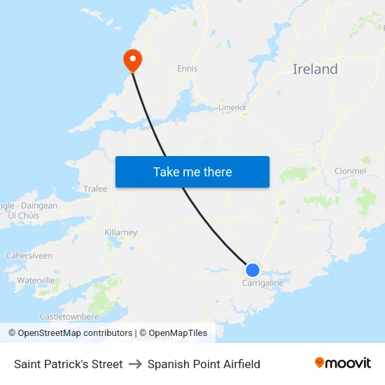 St Patrick's Street to Spanish Point Airfield map