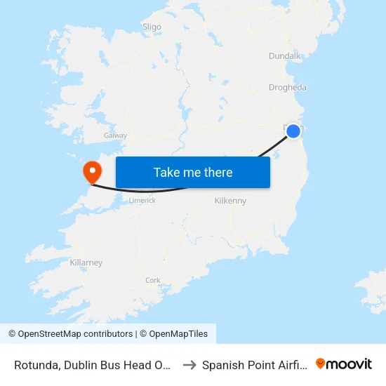 Rotunda, Dublin Bus Head Office to Spanish Point Airfield map