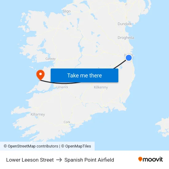 Lower Leeson Street to Spanish Point Airfield map