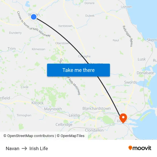 Navan to Irish Life map